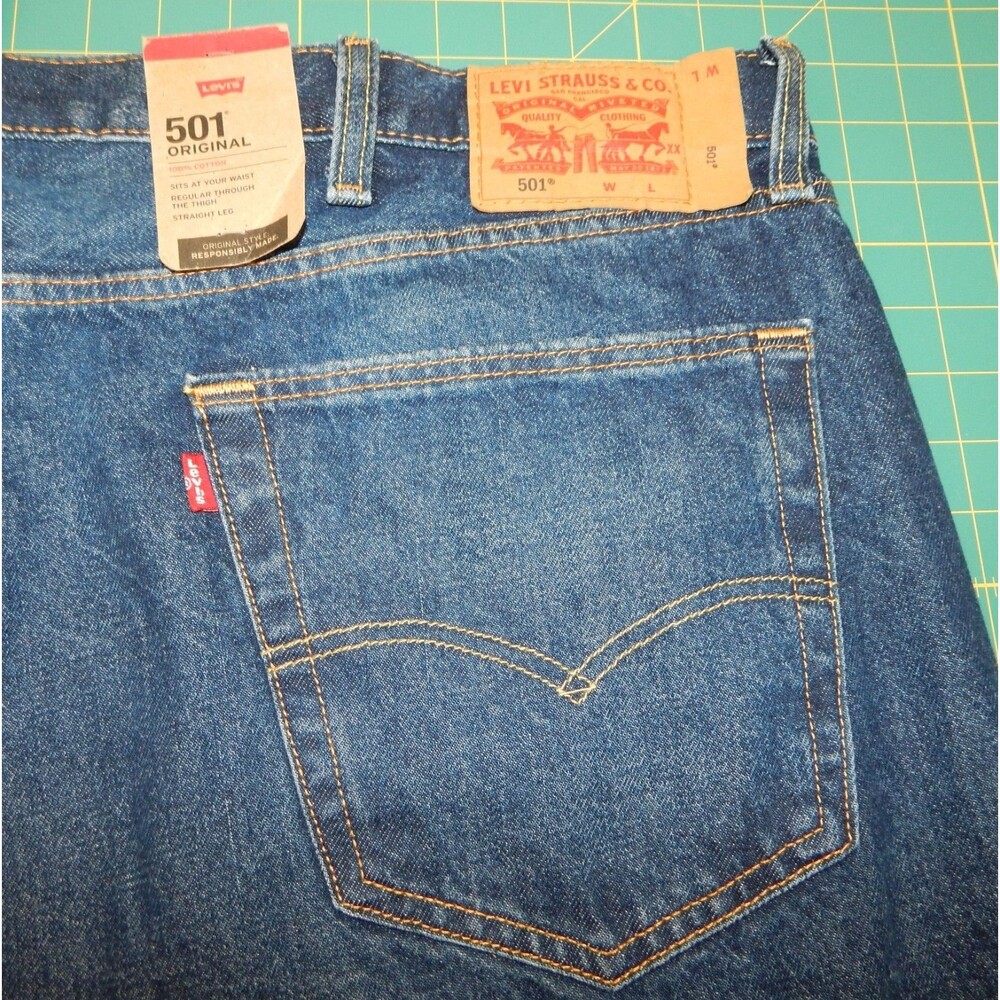 Levi's Men's 501 48x31 Original Straight Fit Jeans Dark Wash NWT BIG/TALL Cotton